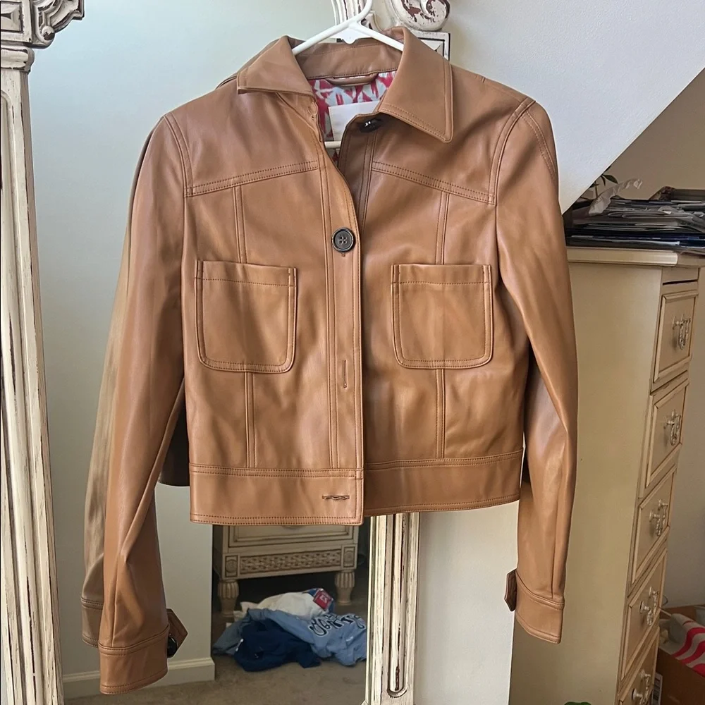 Anthropologie Tan Leather Jacket - Picture 1 of 4